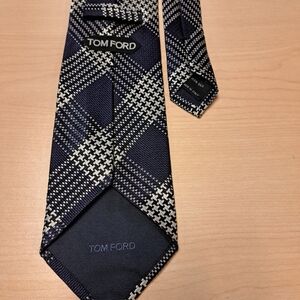 Tom Ford Daark Blue and Silvery Gray Men's Tie